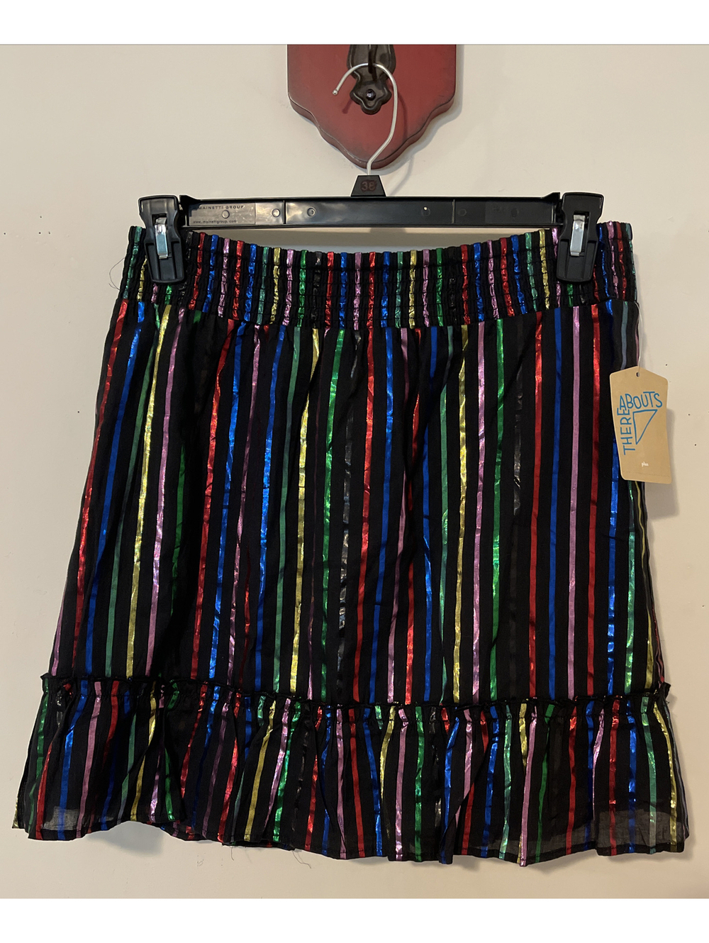 There Abouts Girls 2xl Plus Black Striped Knee-Length Pull-On Skirt NWT! A3726
